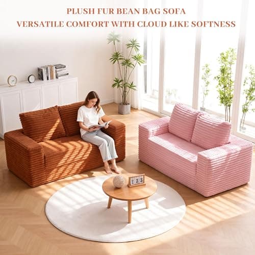 HABUTWAY Convertible Folding Sofa Bed Couch,3 in 1 Pull Out Couch Bed,Loveseat Sleeper Sofa Bed,Boneless Couches with Pillows for Living Room Bedroom, Brown - Thumbnail 5