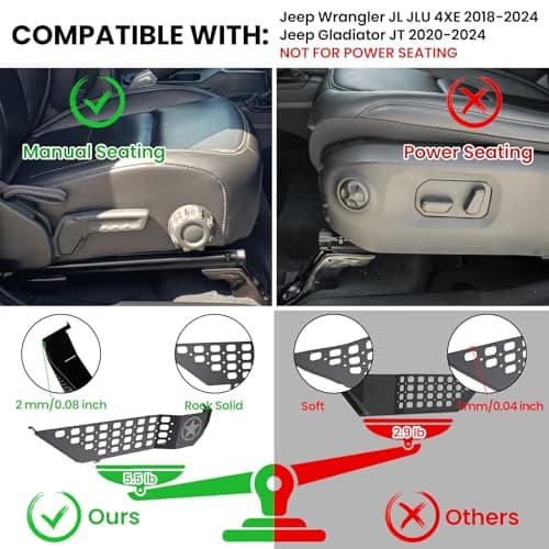 DIAMOOKY Metal Front Door Pocket Storage Box for Jeep Wrangler JL JLU 4XE 2018-2026 & Gladiator JT 2020-2023 2024 2025 2026 Accessories Door Organizer Storage Molle Panels (Not for Power Seats), 2PCS - Thumbnail 2