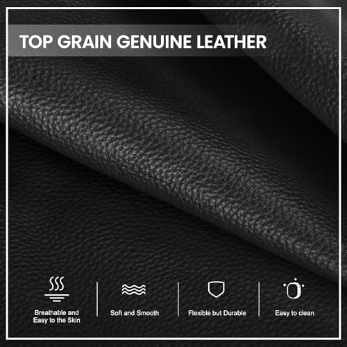 befen Genuine Leather Tote Bag for Women Work,Black Leather Tote Bag,Large Women's Zippered Shoulder Bags Purses Satchel Handbags with Top Handles Work Purse for Daily Travel - Thumbnail 4