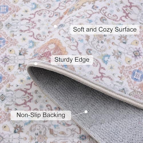 Vanmoos 3x5 Area Rugs for Living Room - Washable, Non-Slip Medium Accent Rug for Bedroom, Kitchen, Entryway - Durable Carpet for High-Traffic Areas & Home Decor, Charm/Beige - Thumbnail 4
