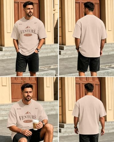 YTD Acid Wash Graphic T-Shirts for Men Women, Relaxed Fit Cotton Crewneck Short Sleeve Casual Fashion Mountain Tee - Thumbnail 5