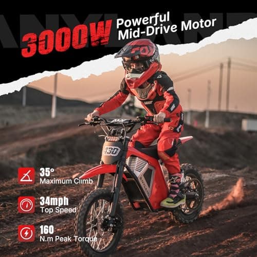 Anyland Rev 01 Electric Dirt Bike for Teens Adults, 3000W Electric Motorcycle with 48V/22.5AH Battery, 48 Mile Range, E Dirt Bike with Hydraulic Brakes, Mountain Off-Road Ebike - Thumbnail 2