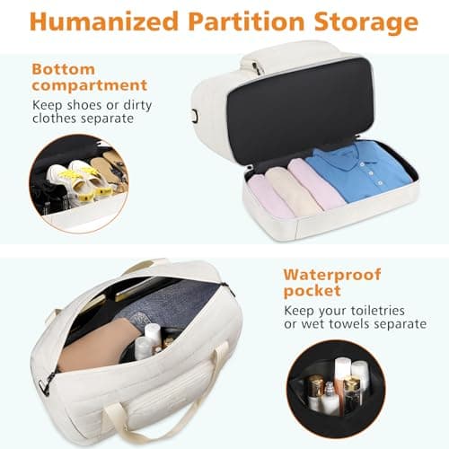 Weekender Bags for Women with Shoe Compartment, Travel Duffle with Toiletry Bag, Carry on Overnight Bag with Wet Pocket - Thumbnail 2