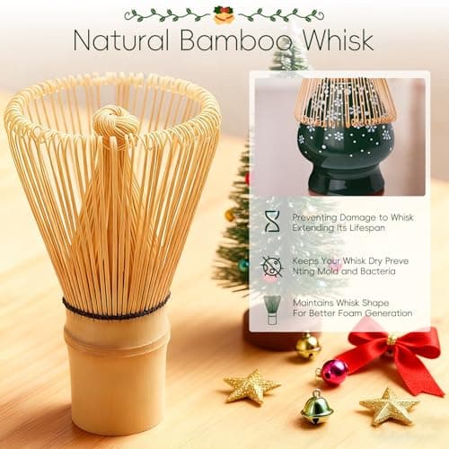 HUSHHAVN Christmas Gifts Matcha Whisk Set, Ceramic Matcha Set Includes Bowl & Holder, Bamboo Whisk (Chasen), Scoop, Spoon and Sifter, 6PCS Matcha Kit Covers Everything Needed for Making Matcha - Thumbnail 4
