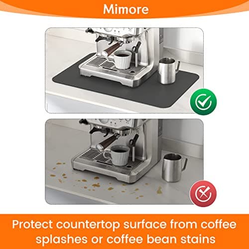Mimore Coffee Mat - 18x24 Inch Grey Countertop Mat - Absorbent, Hides Stains, Rubber Backed - Dish Drying Mat Fits Under Coffee Maker or Espresso Machine (Compatible with Ninja Luxe Cafe) - Thumbnail 4