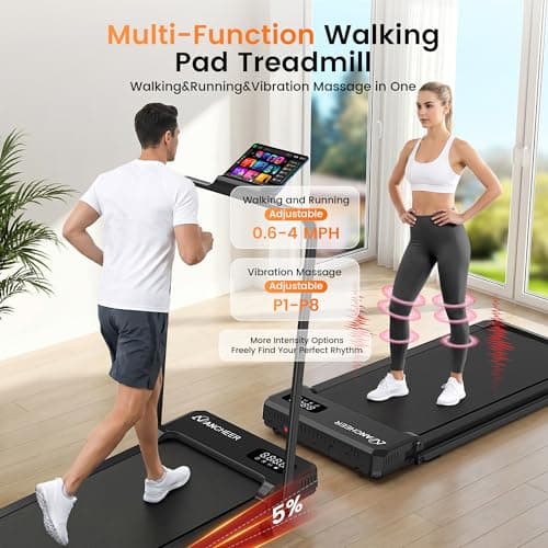 Foldable Under Desk Treadmill with Incline - Compact Portable Walking Pad with Handle Bar for Home Office Small Spaces, LED Display & Remote Control - Thumbnail 2