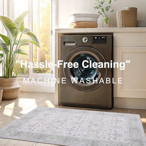 Vanmoos 2x3 Washable Area Rug – Soft, Non-Slip Entrance Rug, Durable Indoor Door mat, Floor Carpet for High-Traffic Areas, Entryway, Kitchen, and Bedside, Cozy Elegance/Green - Thumbnail 3