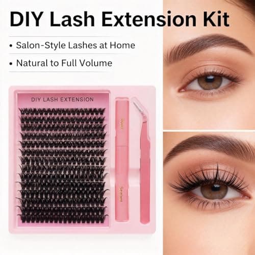 DIY Lash Extension Kit, 252PCS 100D Individual Cluster Lashes, Mixed Length 9–15mm, Bond and Seal with Applicator, At Home Lash Extensions for Natural Full Volume Look - Thumbnail 2