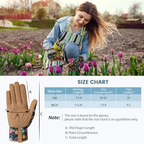Pleneal Gardening Gloves for Women - Leather Garden Gloves Thorn Proof, Outdoor Protective Working Gloves - Thumbnail 3
