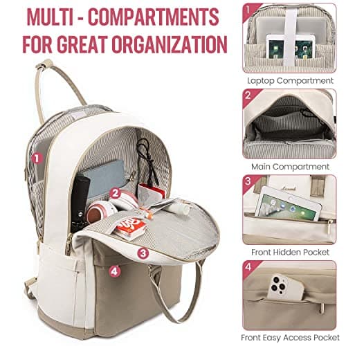 LOVEVOOK Travel Laptop Backpack Women Anti-theft Laptop Bag with USB Port Waterproof Computer Backpack for Nurse College Work - Thumbnail 2