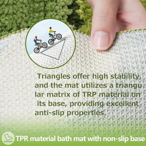 TIQOGRZP Bathroom Rug Set 2 piece Green Flower Bath Mat Set, Cute Bath Mat and U-Shaped Toilet Mat,Ultra Soft Absorbent Non Slip, 32" x 20" Machine Washable Moss Bathroom Mat(Blooming Set, 22" x 20") - Thumbnail 5
