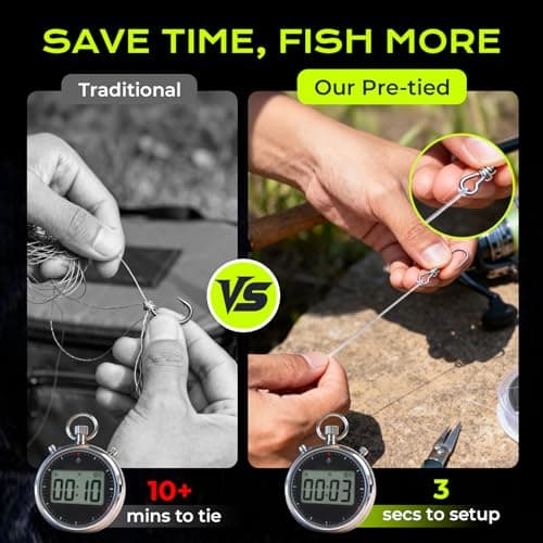 40LB Pre-Tied Dropper Loop Knots Fishing Line, 80 Knots Monofilament Leader with 5.5" Loop Diameter & 18" Spacing, Saltwater & Freshwater Fishing Knots Line for Sea Bass, Snapper, Cod - Thumbnail 3