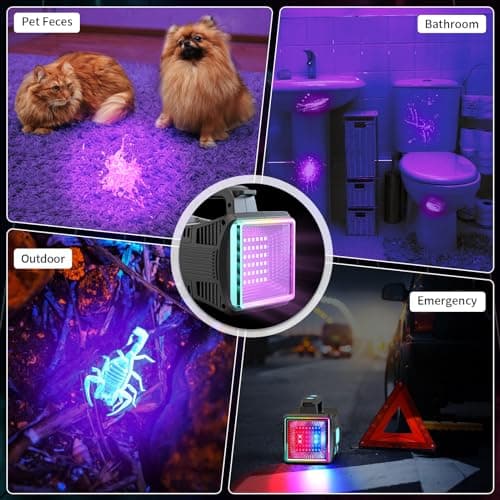 VIDOME Rechargeable Flashlight, LED Spotlight Flashlight Extra Large Lumens Ultra-Long Standby UV Flashlight Blacklight Waterproof - Thumbnail 3