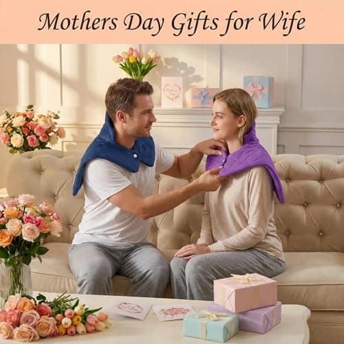 Blue Weighted Heating Pad for Neck Shoulders and Back, Valentines Day Gifts for Him Men Husband, Birthday Gifts for Men Dad, Instant Electric Heated Blanket with 9 Heat Options 4 Auto-Off Timer, Navy - Thumbnail 2