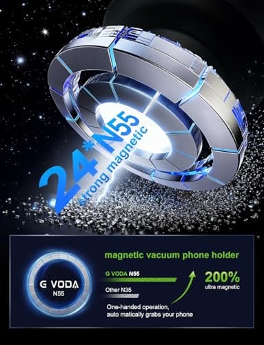 G VODA for Suction Phone Mount, 360° Electric Vacuum Magnetic Phone Holder,Only on Car/Gym/Mirror/Smooth Surface/Vlogging Travel,Content Creator Phone Holder Compatible with All Smartphones （Silver） - Thumbnail 4