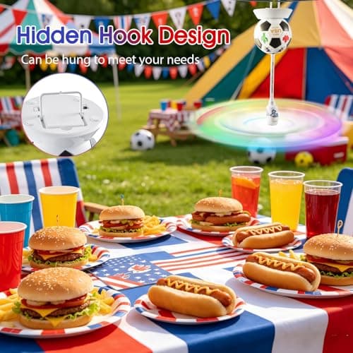 chemotex Soccer Theme Fly Fans for Tables, Table Top Fly Spinner to Keep Flies Away from Food, Outdoor Fly Repellent Fan for World Cup Party Decorations, Birthday Party Decor, BBQ (3) - Thumbnail 4