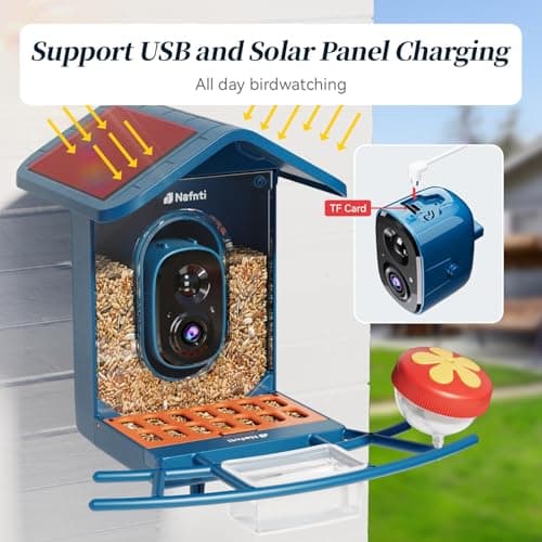 Smart Bird Feeder with Camera Solar Powered, 5GHz/2.4GHz, 2K HD Live View, AI Bird Species Identify, Instant Arrival Alerts, Weatherproof Outdoor Bird Feeder Camera, Best for Bird Lovers - Thumbnail 5