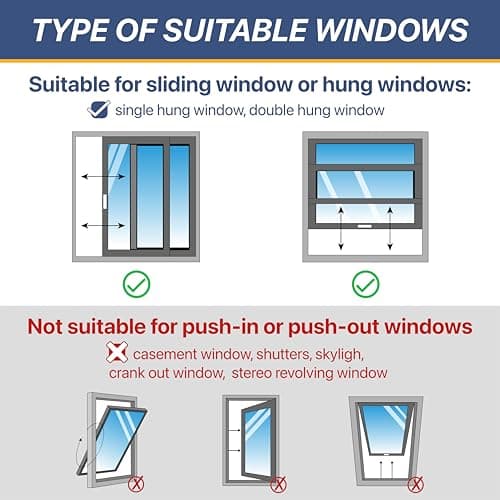 LOVIGA Portable Air Conditioner Window Vent Kit, 100% Sealing Portable AC Window Kit Seal Kit, Fit Both 5" & 6" Hose, Keep Hot Air Out, Length Adjustable, Waterproof,10X24~40 Inch - Thumbnail 6