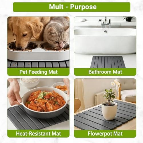 Large Stone Dish Drying Mat for Kitchen Counter, Foldable Diatomaceous Earth Drying Mat, Quick Water Absorbing Eco-Friendly Mat for Dishes, Dark Gray - Thumbnail 4
