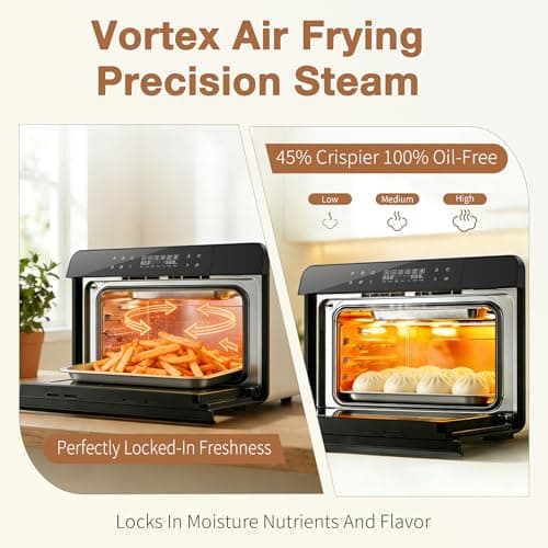 ROBAM Toaster Air Fryer Combi Oven, Countertop Steam Oven 14-in-1 with Convection Steam Roast & Bake, Multi-Stage Cooking, Self-Clean, 7 Modes, 30 Built-In Recipes, for Kitchen Pizza Baking (White) - Thumbnail 4