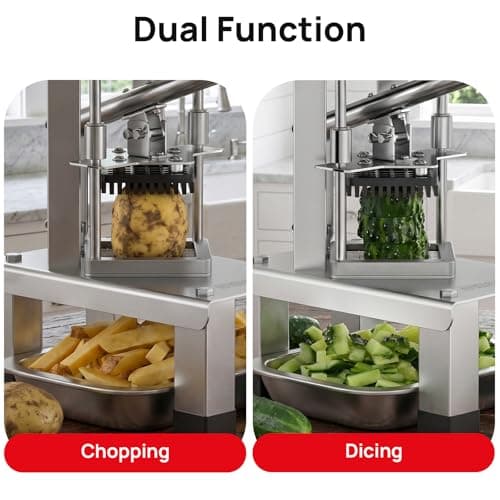 ARINOO Commercial French Fry Cutter and Vegetable Dicer with 3 Stainless Steel Blades – 3/8", 1/2", 1/4" – Heavy Duty Stainless Steel Potato Slicer for Home and Restaurant Use - Thumbnail 5