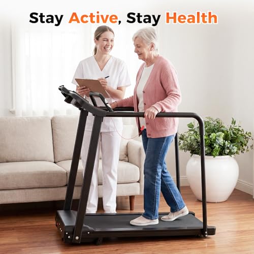 Lastforever Walking Treadmills with Extended Handrails, 2.5HP Quiet Motor, Heart Rate Monitor, 310 lbs Capacity, Treadmill for Seniors, Recovery & Home Jogging - Thumbnail 5
