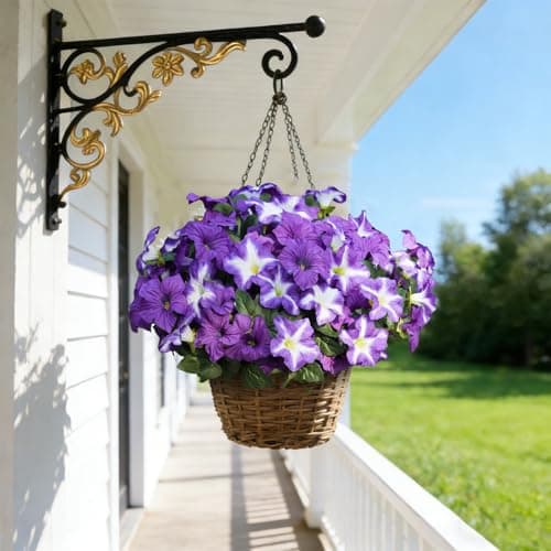 FULLMUSIC Spring Artificial Flowers for Outdoors, UV Resistant Fake Morning Glory, Look Real Faux Silk Plants for Front Door Garden Porch Planter - Thumbnail 6