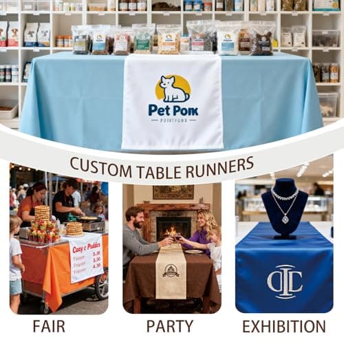 Ships Next Day Custom Table Runner with Logo Text Personalized Vendor Display Supplies - Events, Parties, Ceremonies Vendor Booth Display Items Small Business Essentials (24 x 72inch) - Thumbnail 4