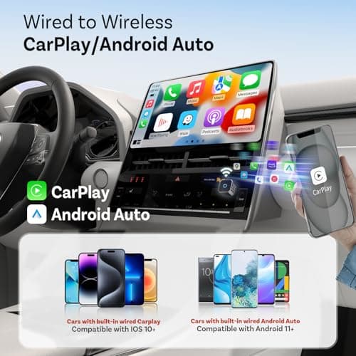 OTTOCAST Mini 3.0 (Pot) 2025 Wireless CarPlay & Android Auto 2-in-1 Adapter, Plug & Play, 5GHz WiFi, Auto Connect for iPhone & Android, Fits 98%+ OEM Wired CarPlay Cars - Thumbnail 2
