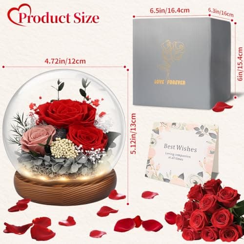Preserved Flowers for Delivery Prime, Gifts for Mom Wife Grandma Girlfriend, Forever Flowers Gifts for Women, Real Eternal Rose for Birthday, Anniversary, Red - Thumbnail 4