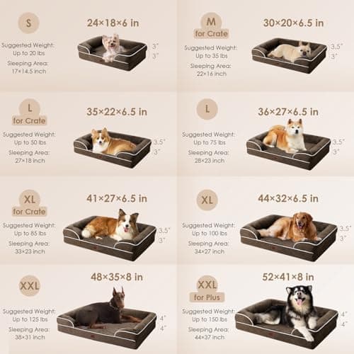 EHEYCIGA Orthopedic Dog Beds for Large Dogs, Waterproof Memory Foam Large Dog Bed with Sides, Non-Slip Bottom and Egg-Crate Foam Pet Couch Bed with Washable Removable Cover, Brown - Thumbnail 2
