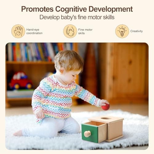 Teekdeer Montessori Toys for Babies 6-12 Months,8 in 1 Developmental Learning Toys Set Wooden Sensory Toys for Baby Toys 12-18 Months (Includes Tissue Box Toy,Stacking Cups and More) - Thumbnail 6