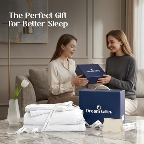 Dream Valley 4 PCS Cooling Sheets Queen Size with 2 Pillowcases,Cloud White - Thumbnail 6