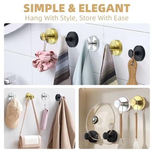Suction Cup Hooks for Shower Heavy Duty Wreath Hangers for Front Door Waterproof Shower Hooks for Inside, No Drill Adhesive Towel Hooks for Bathroom, Kitchen, Glass Doors, Windows(2, Matte Black) - Thumbnail 6