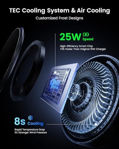 Qi2.2 25W Wireless Car Charger Magnetic Phone Holder Mount for Magsafe with Cooler for Air Vent, Wireless Fast Charger 25W for iPhone 16-17 Series with iOS 26,15W for iPhone 12-15 (Grey) - Thumbnail 2
