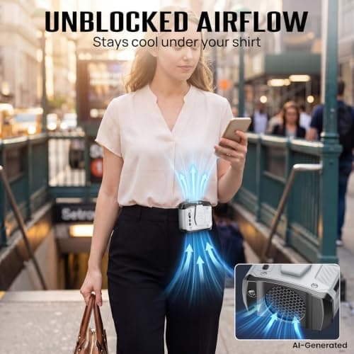 Portable Waist Fan Clip on Belt, 100 Speeds Adjustable Hands-Free Neck Fan, Waist Fan up to 24H Cooling, Hands-Free Hanging mini waist fan for Warehouse, Camping, Outdoor,Travel, Gray - Thumbnail 5