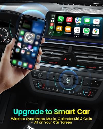 2-in-1 Wireless CarPlay & Android Auto Adapter 2026 Aluminum Wireless Car Play Dongle for Factory Wired Cars, 5.8GHz 5G WiFi No Lag, Plug and Play Auto Connect for iPhone iOS & Android (Black) - Thumbnail 2