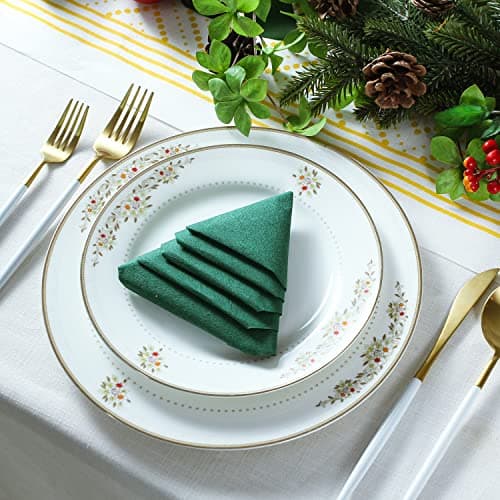 MORGIANA 50 PCS Disposable Dark Green Paper Napkins, Christmas Heavy Duty Linen Feel Dinner Large Green Napkins for Praty Wedding, St Patrick’s Day - Thumbnail 3