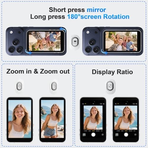 Magnetic Vlog Selfie Monitor Screen for iPhone 17 & Android, 4K Wireless Video Recording with Remote Zoom & Shoot, Content Creator Essentials Back Camera Monitor for vlogging YouTube TikTok - Thumbnail 5