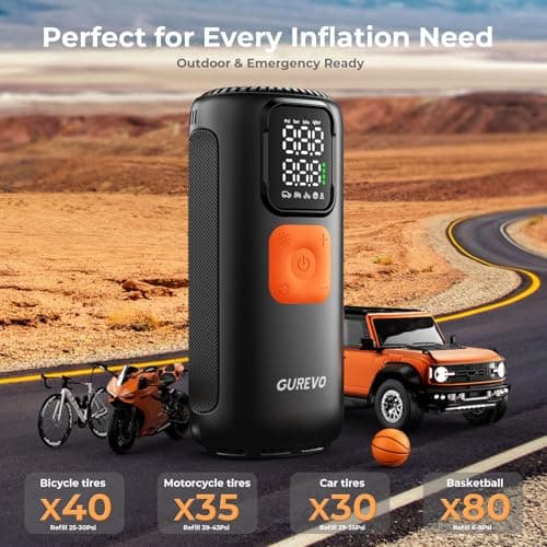 Tire Inflator Portable Air Compressor, 160 PSI Digital Tire Pump with Auto Shut-Off – Car, Truck, Motorcycle, Bicycle & Sports Ball Air Pump - Thumbnail 2