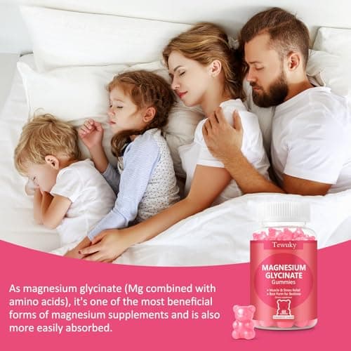 Magnesium Glycinate Gummies 500mg, Sugar-Free for Adults & Kids, Magnesium Gummy for Relaxation, Stress & Muscle Relief, Supports Bone & Nerve Health, Vegan, Pectin-Based, 60 Count, Strawberry Flavor - Thumbnail 5