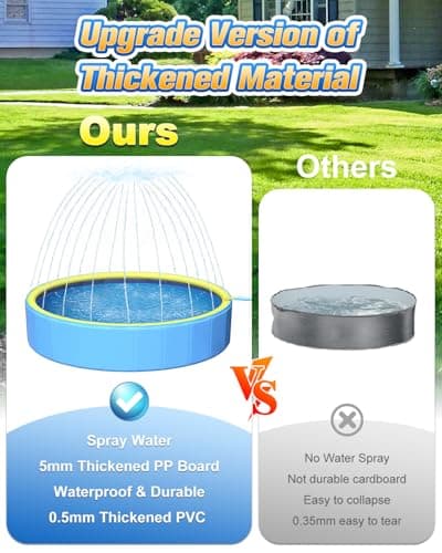 Yivsen Perfect Combination of Dog Pool and Splash Pad W79 X H12, Sturdyer Foldable Kiddie/Baby Hard Plastic Pools, Summer Swimming Bath Tubs for Kids/Dogs/Pet - Thumbnail 4