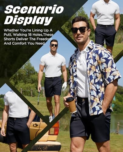 CoozySphere Men's Casual Golf Shorts 7 Inch Inseam Lightweight Quick Dry Navy Dress Short Shorts for Men - Thumbnail 6