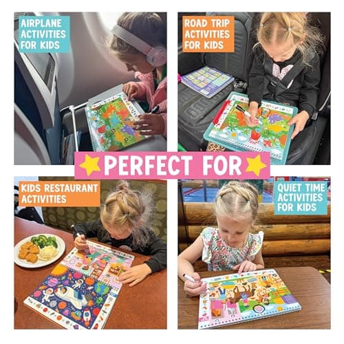 Search and Find Books for Kids 3-5 - Toddler Seek and Find It Game, Preschool Learning Activities, Dry Erase Hidden Pictures Book, Road Trip Busy Book Activities for Kids, Travel Toys Search It Game - Thumbnail 5