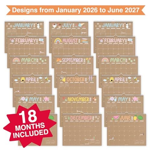 2026 Calendar Wall - 2026 Wall Calendar Large, 18-Month Hanging Calendars for School, Home & Office, Academic Monthly Calendar from January 2026 to June 2027, Back to School Teacher Gifts - Thumbnail 4