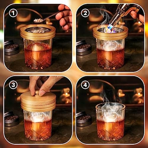 Yiiwinwy Cocktail Smoker Kit with Torch,Whiskey Smoker Kit,Bourbon/Drink/Old Fashioned Smoker Kit with 6 Flavor of Wood Chips,Christmas Gifts for Men,Husband,Dad (No Butane) - Thumbnail 3