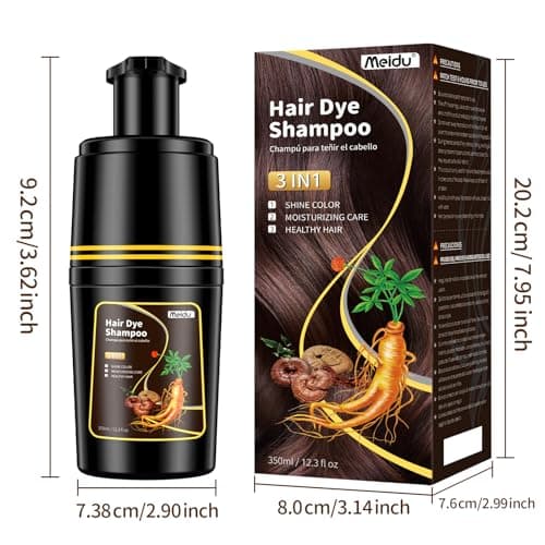 IIIMEIDU Dark Brown Hair dye Shampoo 3 in 1, Natural Hair Color Shampoo for Gray Hair, Shampoo Tinte Para el Cabello for Women and Men 100% Grey Hair Coverage, 350ml - Thumbnail 2