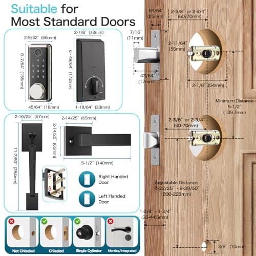 Keyless Entry Door Lock Deadbolt with Handle Set, Smart Locks for Front Door, Digital Door Lock with Keypad Set, Door Code Lock with Touchscreen, Compatible with Alexa, Satin Nickel - Thumbnail 3