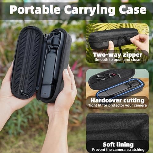 Flymile Carrying Case for DJI OSMO Pocket 3, Portable Nylon Storage Small Protector Hard Bag for Xtra Muse, Pocket 3 Protective With Carabiner & Wrist Strap Accessories(Black) - Thumbnail 4