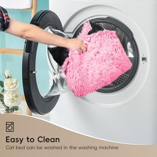 Extra Large Cat Tunnel Bed, 4 Ways Tunnels for Indoor Cats, Multi-cat Family Pet Bed & Cave, Plush Cat Donut with Washable Middle Mat, Exit Balls, Pet Play Toy for Kitten Puppy Rabbit, Pink - Thumbnail 5